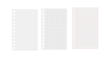 Collection of Empty Notebook Pages with Ruled, Grid, and Plain Designs &mdash; Ideal for Study Notes, School Homework, and Exercise Books