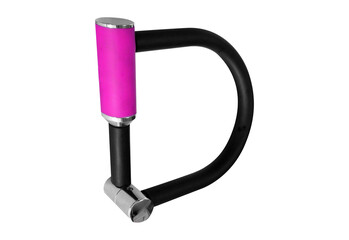 Bright pink bicycle u lock isolated on transparent background