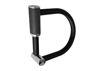 Black and silver bicycle u lock isolated on transparent background