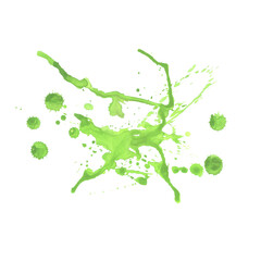 Bright juicy watercolor spot with splashes