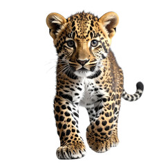 leopard cub isolated on transparent background, cut out
