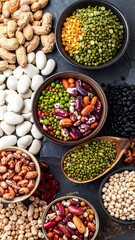 Various legumes in bowls