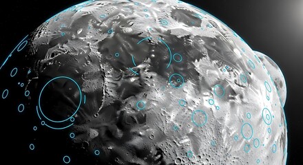 Abstract Futuristic Planet With Digital Overlay.