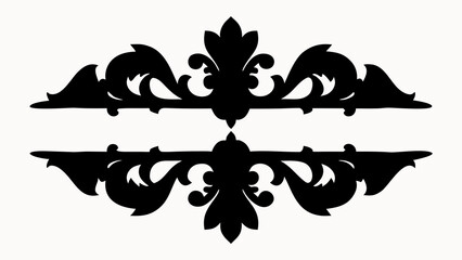 Ornate black floral design with symmetrical elements on a white background creating a decorative border