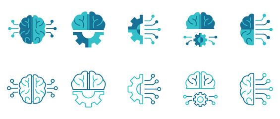 Ai Artificial Intelligence icon set. Vector and illustrator