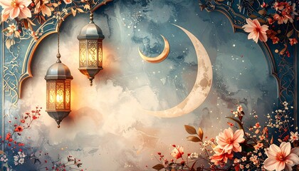 Floral lanterns, moonlit arch