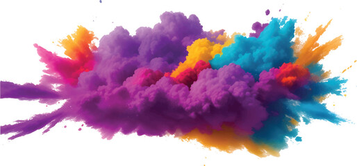 Abstract Rainbow Watercolor Ink Splash Explosion on White Background with Vibrant Brush Texture and Artistic Gradient Flow