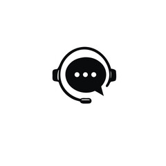 Customer support. Support Icon can be used for company, logo, and others.Headphones with microphone with speech bubble chat icon, Customer consultation service online.

