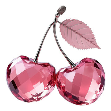 Pink Crystal Cherries Isolated Illustration Background