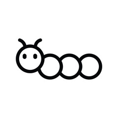 Caterpillar line icon, simple outline of cute worm or insect in minimal style on white background
