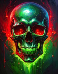 Fiery, glowing skull art