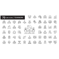 Business Teamwork, Team Building, Work Group, and Human Resources Minimal Thin Line Web Icon Set, Outline Icons Collection, Simple Vector Illustration.