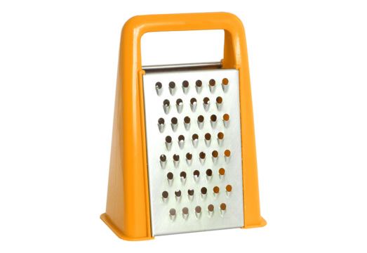 Orange handheld box grater isolated on transparent background