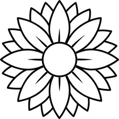 Simple sunflower outline vector artwork in clean botanical line style. Great for eco designs, packaging, summer illustrations, and floral decorations.