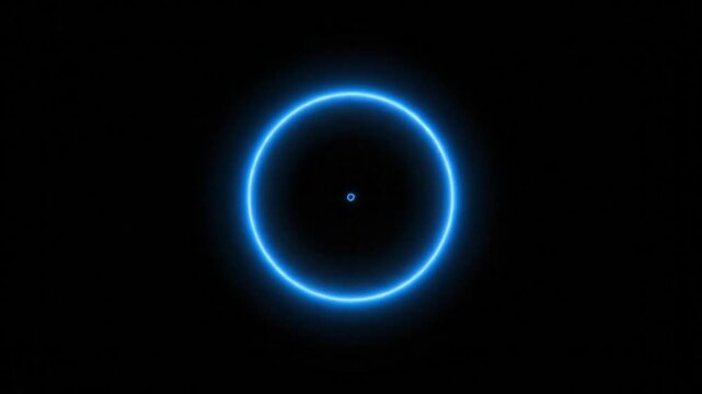 Abstract Pulsating Blue Neon Circles on Black Background. - Powered by Adobe