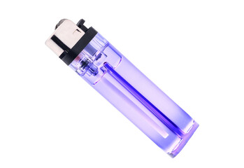 Purple disposable lighter isolated on transparent background