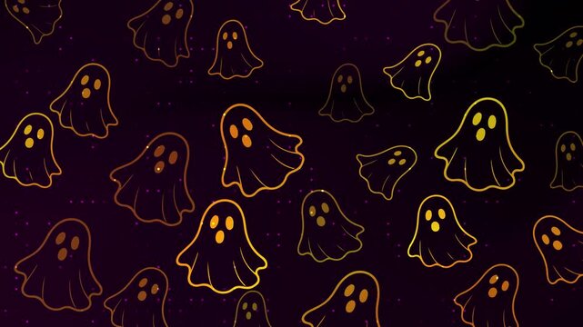 Drifting doodle ghosts form a playful halloween pattern designed for festive motion loops, creative digital wallpapers, cozy seasonal textures, modern animation visuals, and eerie graphic templates