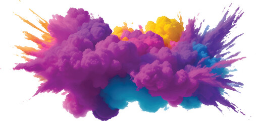 Abstract Rainbow Watercolor Splatter with Colorful Brush Strokes and Gradient Ink Spots on White Background for Trendy Modern Art Design