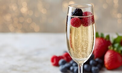 Fresh Berries and Bokeh Background for Celebrations and Special Occasions