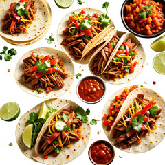 Delicious tortillas filled with meat, veggies, and sauce, with limes