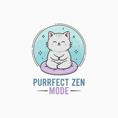 Cute Cat Meditating in Zen Mode.