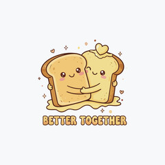 T-shirt featuring cartoon toast slices hugging with Better Together text.