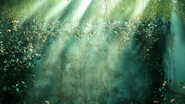 Enchanted Forest Backdrop with Flowers.