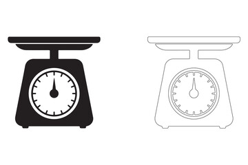 Illustrative Weight Scale Design Elements Black and White Outlines for Culinary and Dietetics Applications