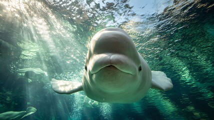 Beluga whale in Severn Urgell water Arctic-underwater seal dikoy nature