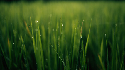 Rice fields, rice plants in the green rice fields
