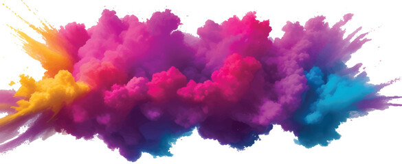 Abstract Watercolor Paint Splash with Colorful Brush Strokes and Gradient Ink Texture on White Background for Creative Artistic Design