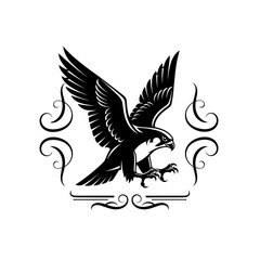 Majestic Eagle Illustration with Ornamental Frame, Symbol of Power and Freedom.