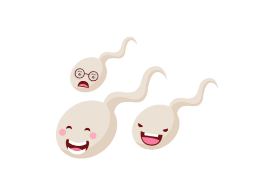 Three Animated Sperm Cells with Transparent Background and Expressive Facial Expressions Pixel Art Style Reproductive Health Concept Medical Illustration - Powered by Adobe
