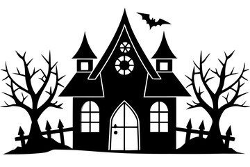 halloween house silhouette vector