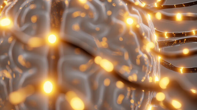 An artistic depiction of a human brain, its neural pathways intricately woven from glowing microscopic bacteria and organic patterns.