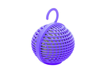 Purple woven sphere air freshener with hook isolated on transparent background