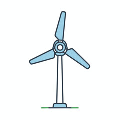 Simple Vector Illustration of a Wind Turbine with Three Blades on a Tall Tower