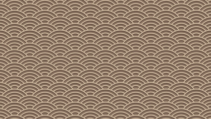 3D Japanese seigaiha pattern. Chinese seamless pattern in oriental geometric traditional style. 3d festive ornament for lunar chinese new year decoration.