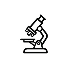 Line art illustration of a microscope, a scientific instrument used for viewing small objects.