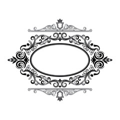Elegant Ornamental Frame with Intricate Swirls and Oval Center.