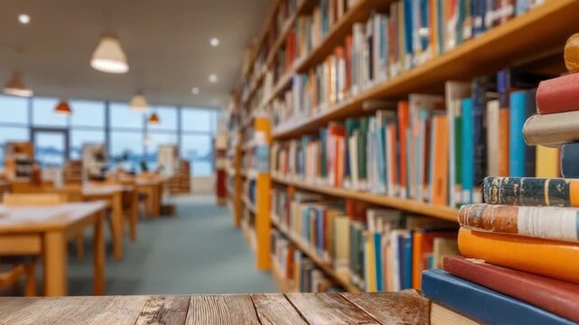 Literary Haven: The image showcases a vibrant library setting, filled with countless books in a cozy environment for study and learning.