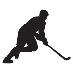 Dynamic hockey player silhouette with sporty elements and vibrant color accents