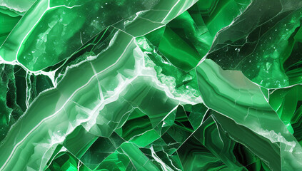 High-Contrast Bright Green Fractured Malachite Stone Texture