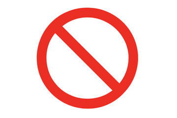 Prohibition no entry sign red circle with diagonal bar vector illustration, transparent background, warning symbol, forbidden access, stop and block concept for safety and regulation