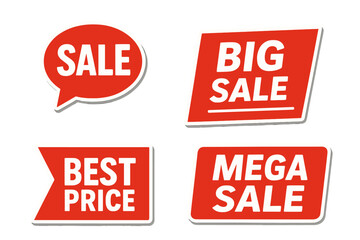 Sale Tags Collection with Special Offer, Big Sale, Best Price, Mega Sale, Discount Banners, Shop and Online Shopping Stickers, Badge Coupon Store Vector Set