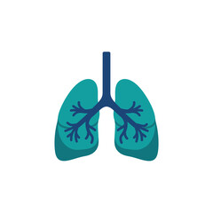 A simple flat vector icon of human lungs, illustrating the respiratory system with the trachea and bronchial tree.
