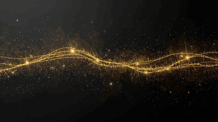 Elegant golden wave design on a black background, creating a sense of luxury, movement, and sophistication, perfect for various creative projects needing a touch of glamour.