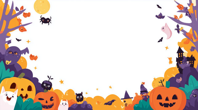 Halloween, powerpoint, poster, back ground, cute, bright, colorful, paper cut style