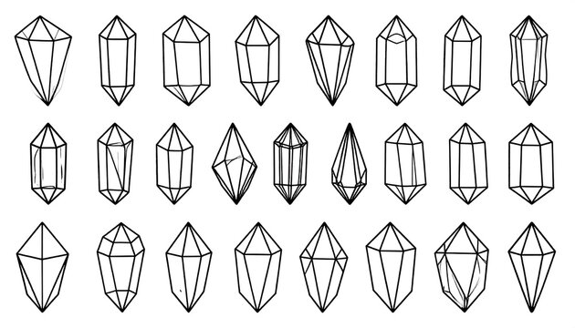 Set of various outlined crystal shapes - Powered by Adobe