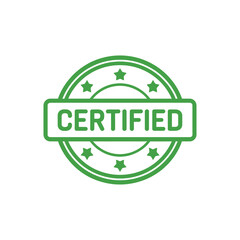 Green certified stamp with stars and circle